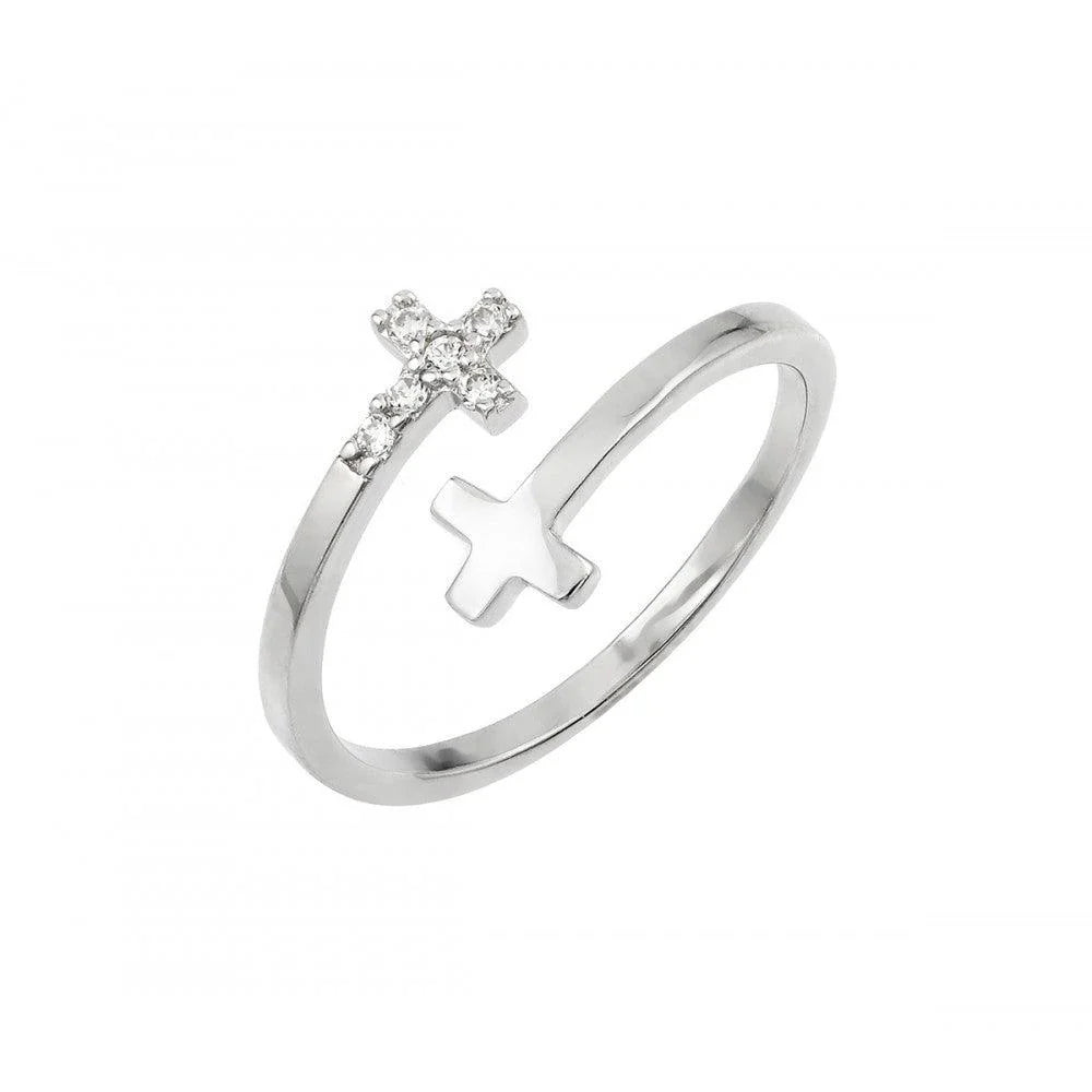 CZ Double Cross Ring