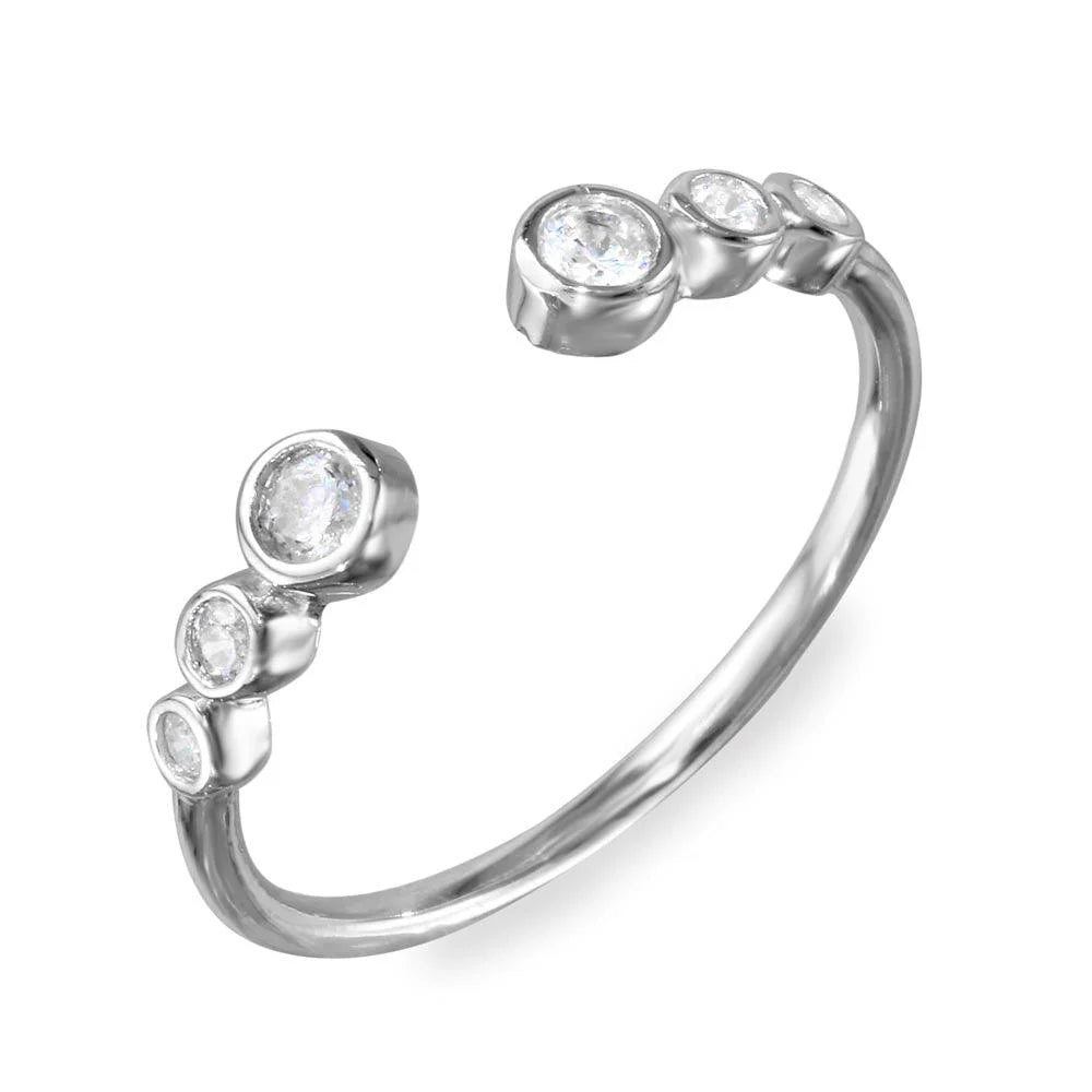 Open Ring with 3 Graduated Round CZ