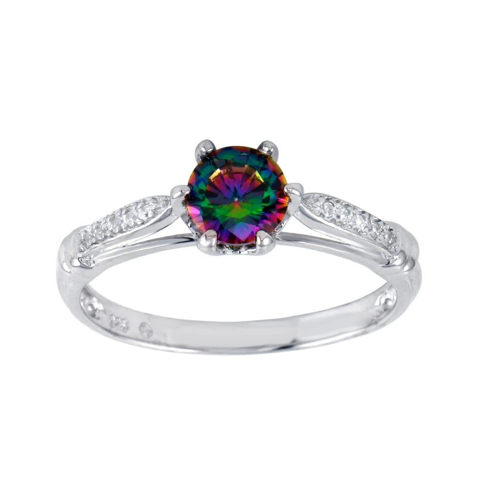 Synthetic Mystic Topaz CZ Ring