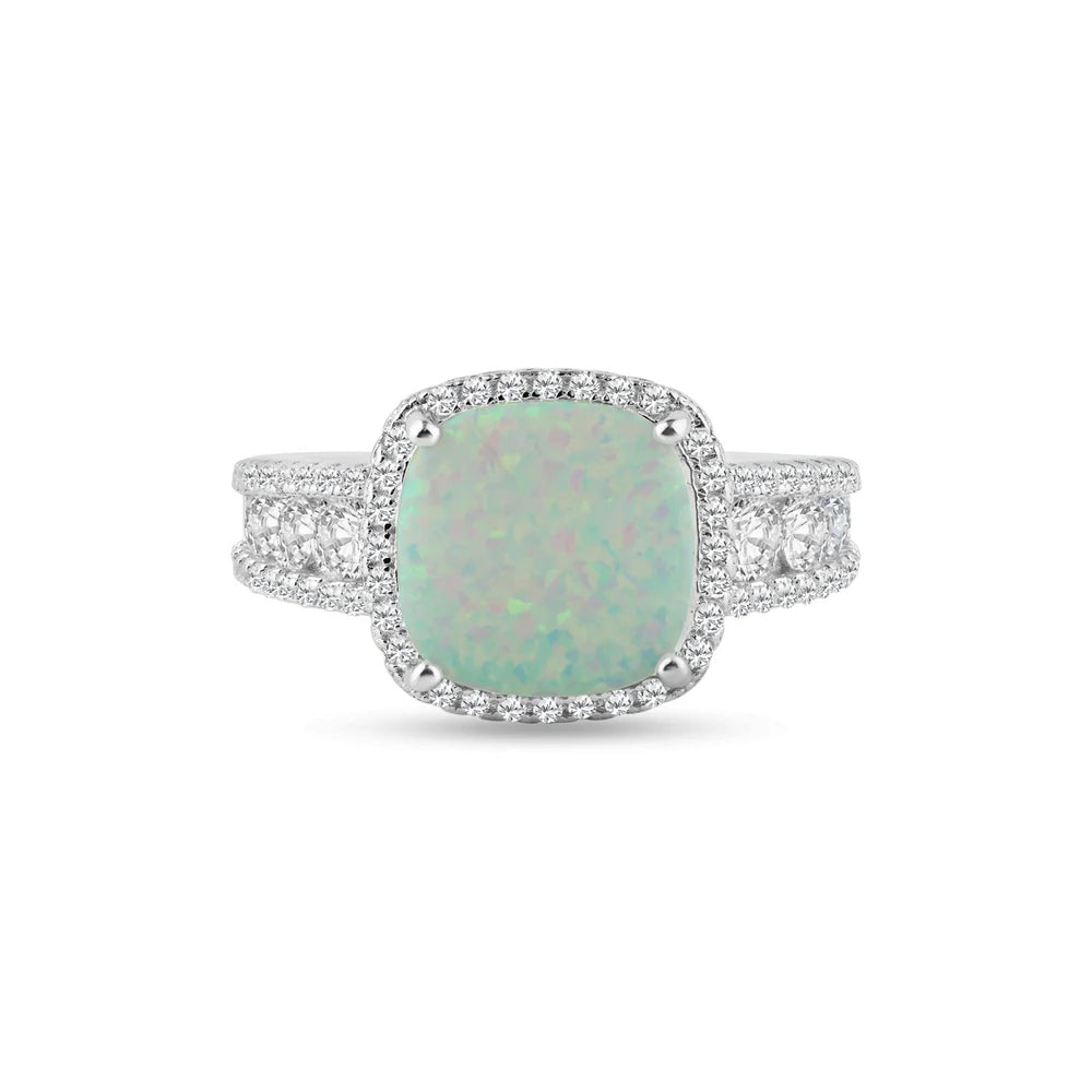 Opal Stone With CZ Ring