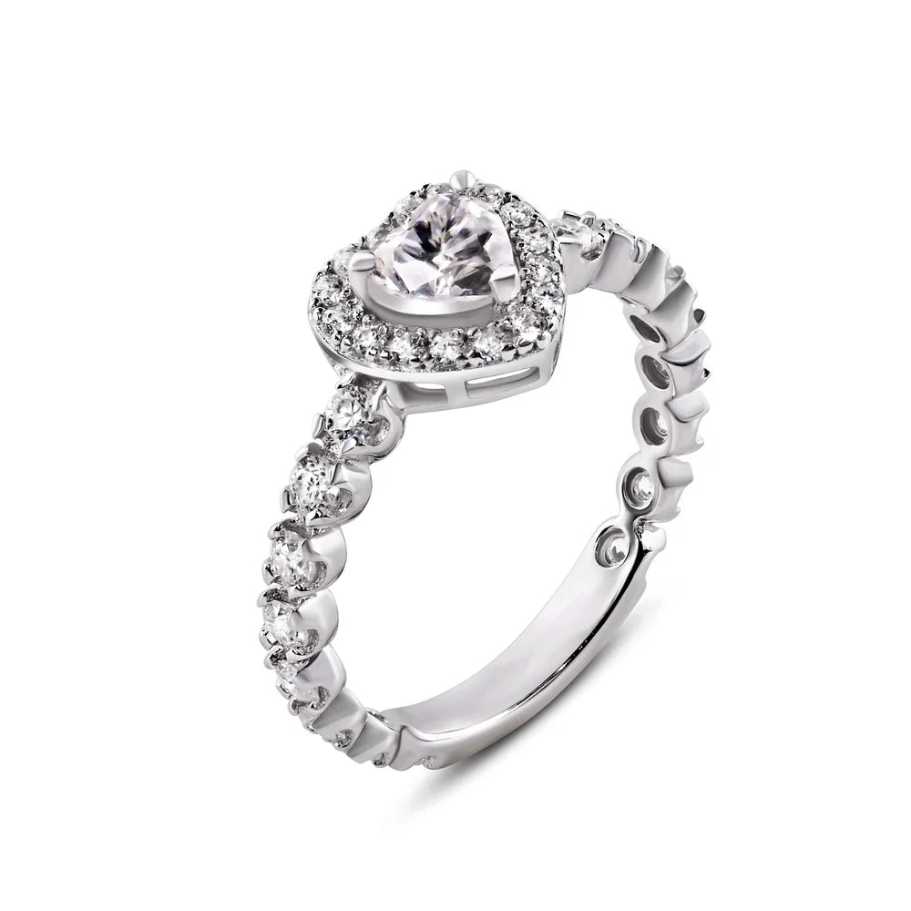 Moissanite Stone Heart Ring