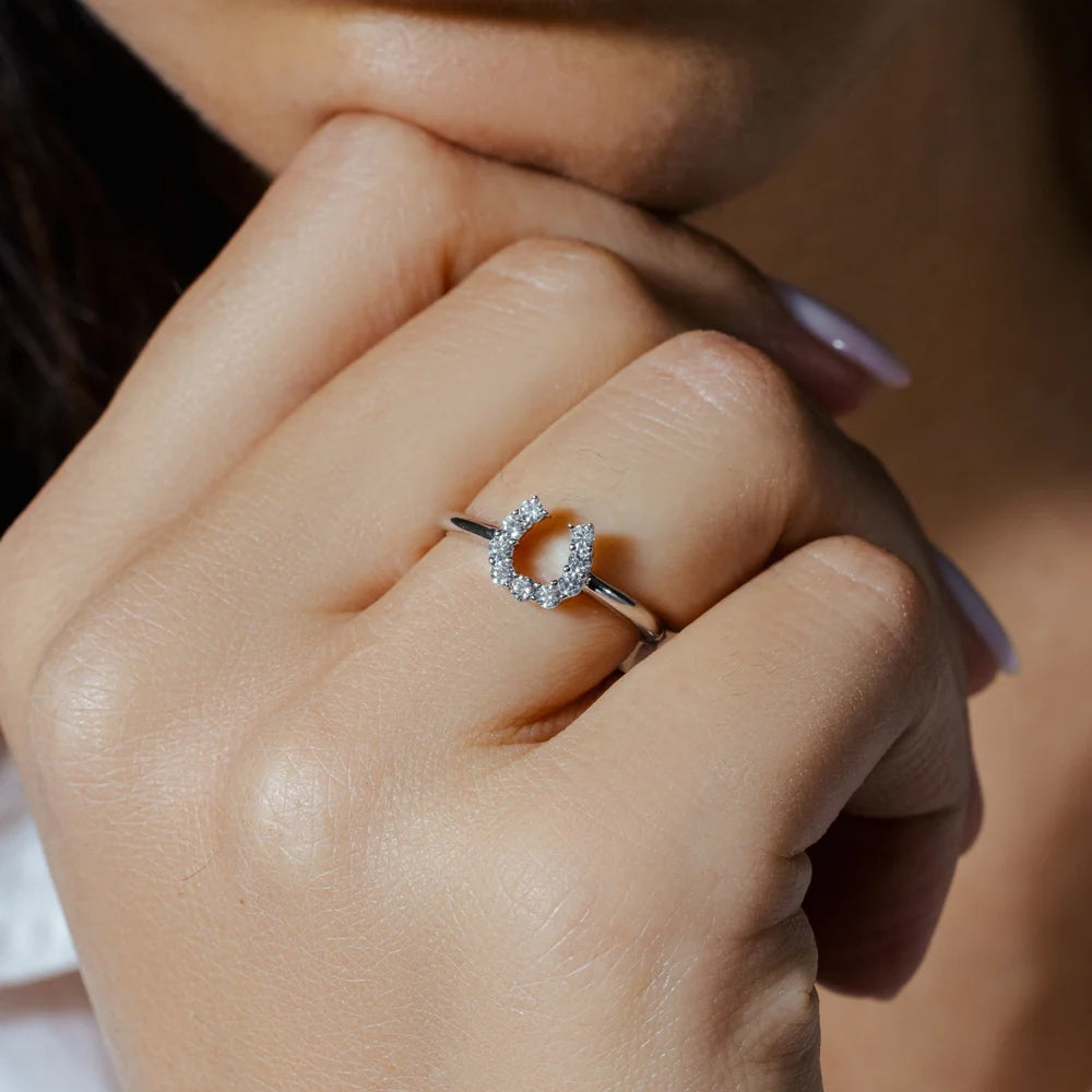Lucky Horseshoe CZ Ring