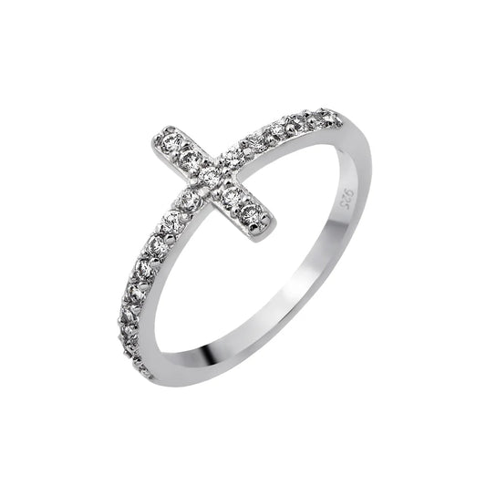 Silver CZ Cross Ring