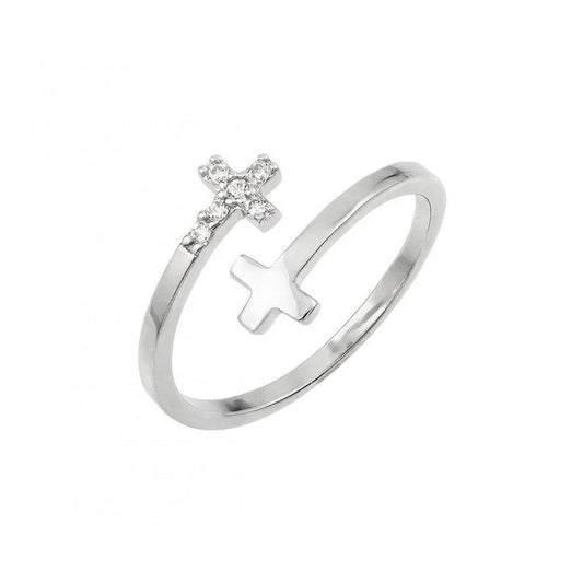 CZ Double Cross Ring