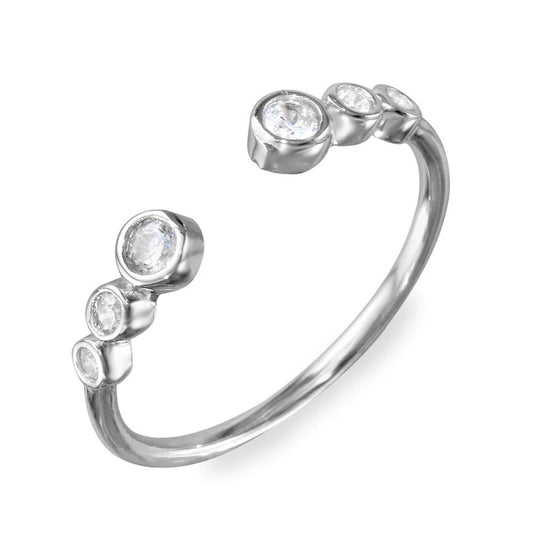 Open Ring with 3 Graduated Round CZ