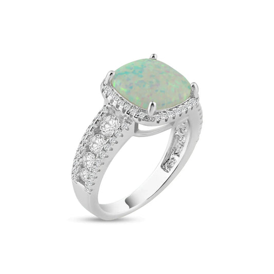 Opal Stone With CZ Ring
