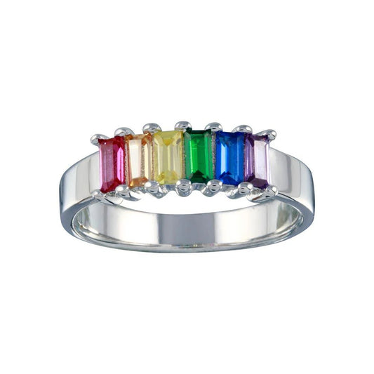 Multicolor Baguette CZ Ring