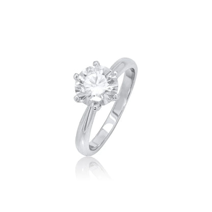 Sterling Silver 1.6 Carat Moissanite Classic Solitaire Engagement Ring