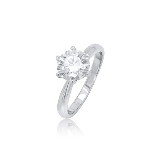 Sterling Silver 1.6 Carat Moissanite Classic Solitaire Engagement Ring