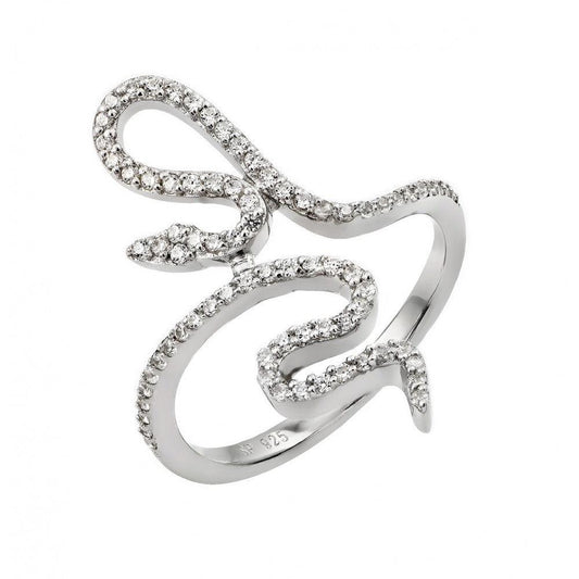 Clear CZ Inlay Snake Wrap Ring