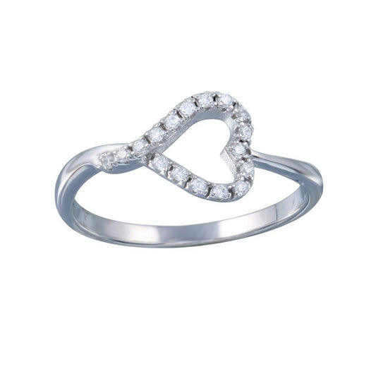 Side Way Open Heart CZ Ring