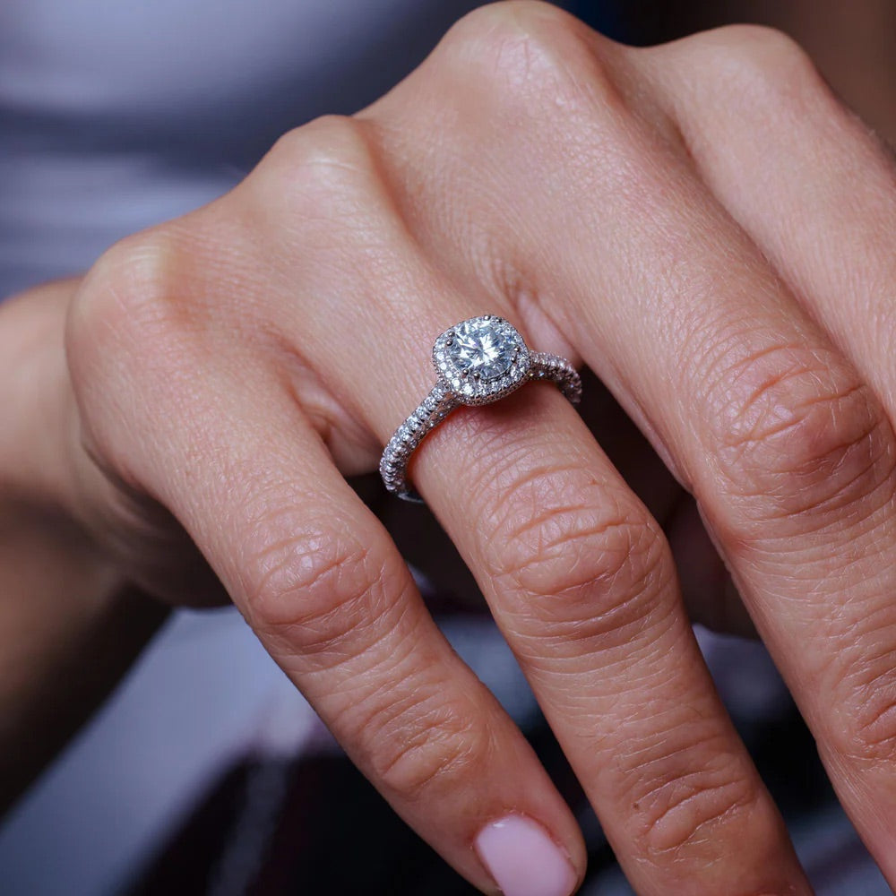 1 Carat Moissanite CZ Engagement Ring